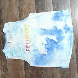 Peloton x Spiritual Gangster Tie-Dye Workout Tank Top White/Blue Size Large